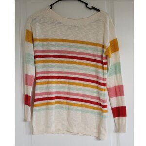 Talbots Striped Boatneck Sweater Multicolor Retro Women's Sz Petite S NWOT